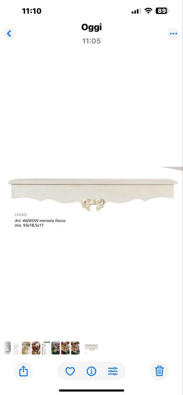 Mensola fiocco in legno L’Arte di Nacchi col.bianco Shabby