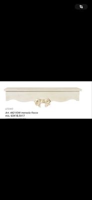 Mensola fiocco L’arte di Nacchi mis.63x18,5x17 col. Bianco shabby