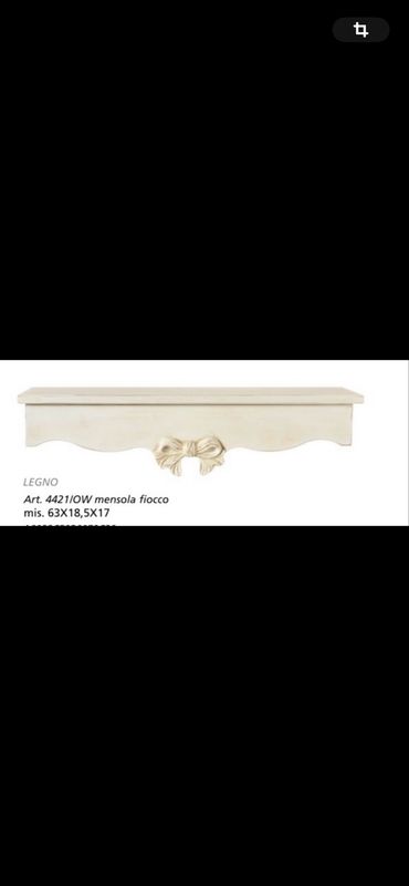 Mensola fiocco L’arte di Nacchi mis.63x18,5x17 col. Bianco shabby
