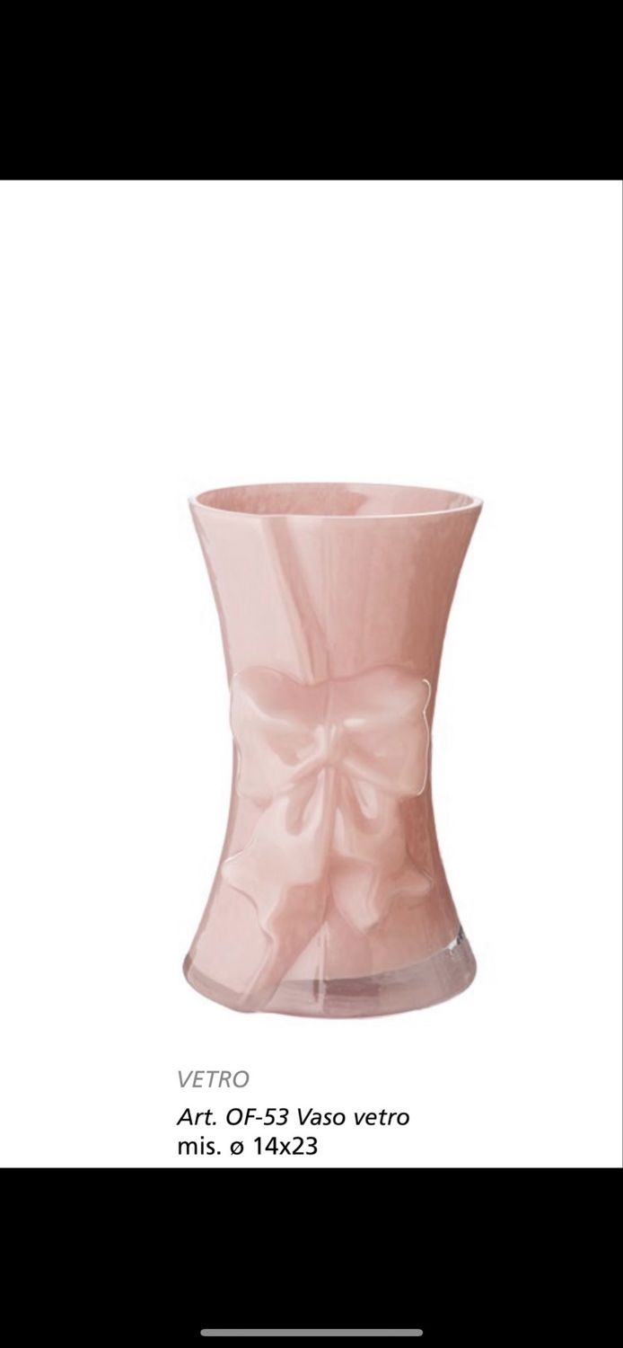 Vaso vetro rosa mis 14x23h