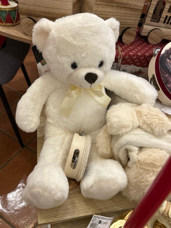 Orso Teddy con papillon bianco h 50