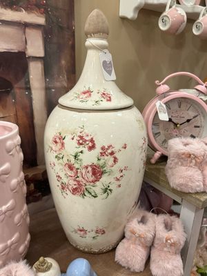 Potiche in Ceramica Con Fiori 44 cm