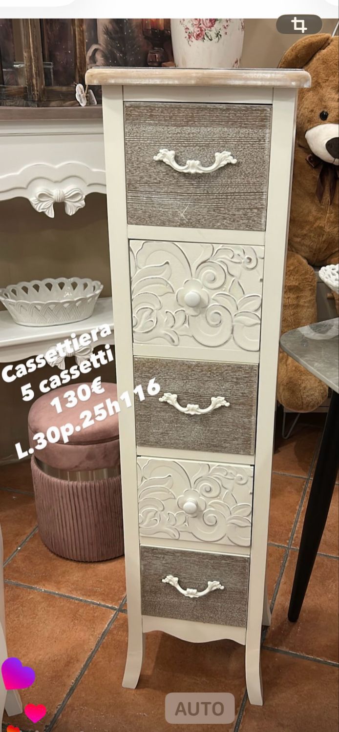 Cassettiera legno 5 cassetti Mis.L.30p.25 H 116 col.come foto