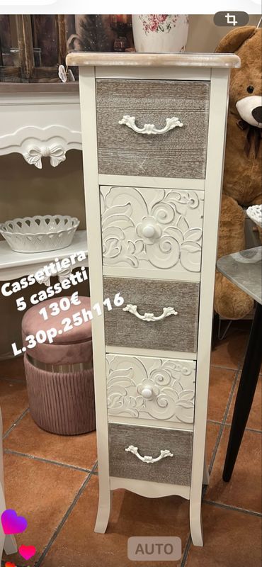 Cassettiera legno 5 cassetti Mis.L.30p.25 H 116 col.come foto