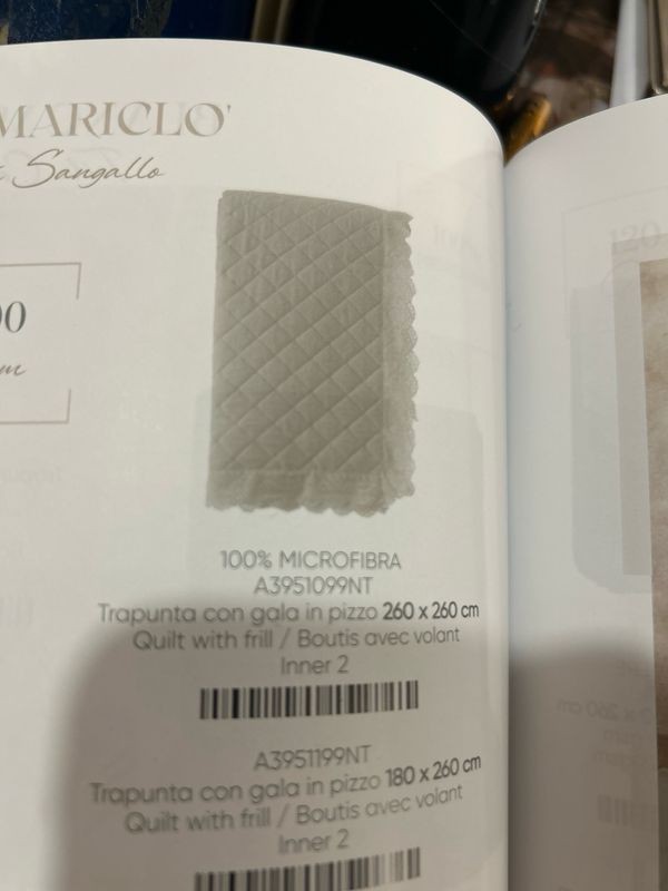 Trapunta Blanc mis.260x260 con gala in pizzo 200gsm col tortora chiaro mod.estate di San gallo