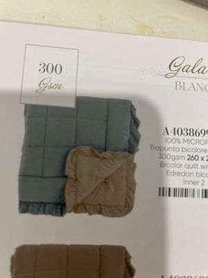 Trapunta 260x260 con gala Blanc Mariclò col.Azzurro bicolore 300gsm