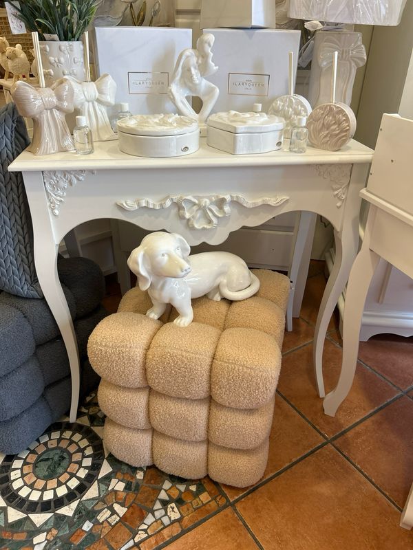 Tavolino Mis.77x38x80,5 col.bianco Shabby Made in Italy L’Arte di Nacchi