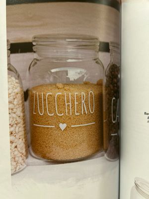 Barattoli zucchero in borosillicato Nuvole di Stoffa con scritta zucchero Mis.11,5x14 cm 1300ml