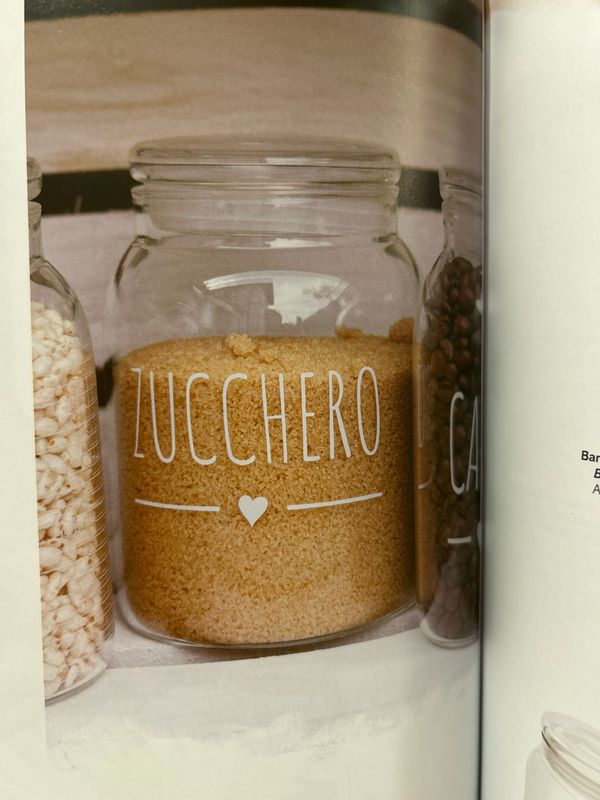 Barattoli zucchero in borosillicato Nuvole di Stoffa con scritta zucchero Mis.11,5x14 cm 1300ml