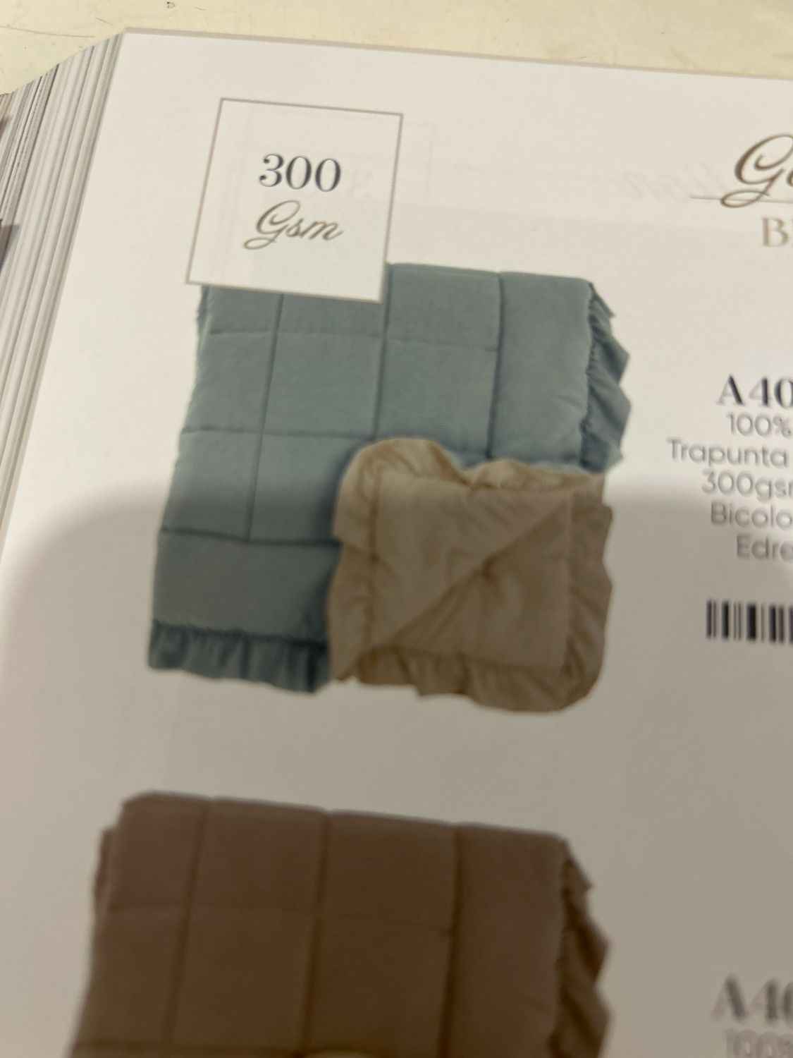 Trapunta singola con gala bicolore Blanc Mariclo’Mis.180x260 col .azzurro 300gsm