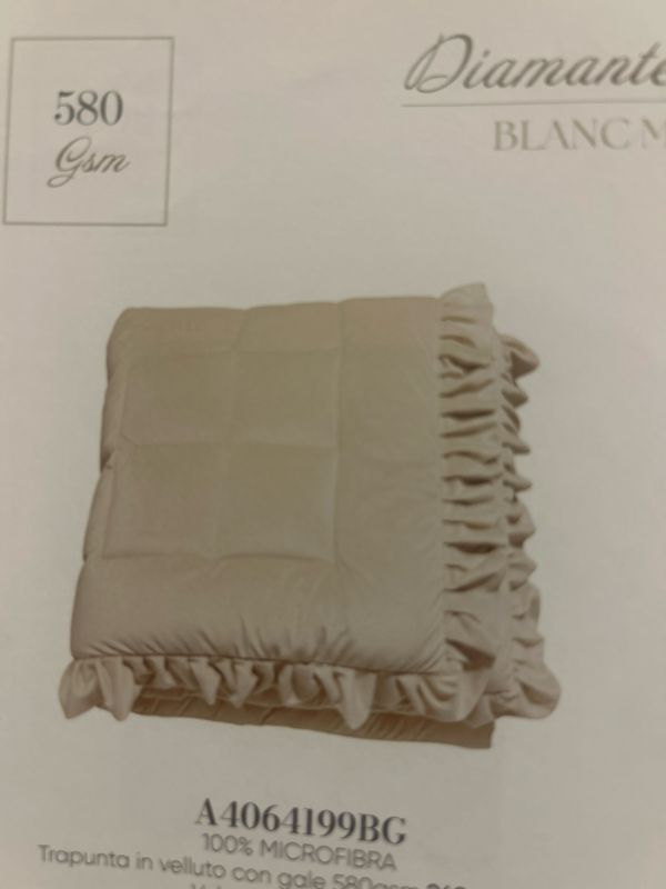 Trap Matrimoniale in velluto con gale 260x260 100% col.Beige Blanc Mariclo’ linea Diamante Velluto 580 gsm
