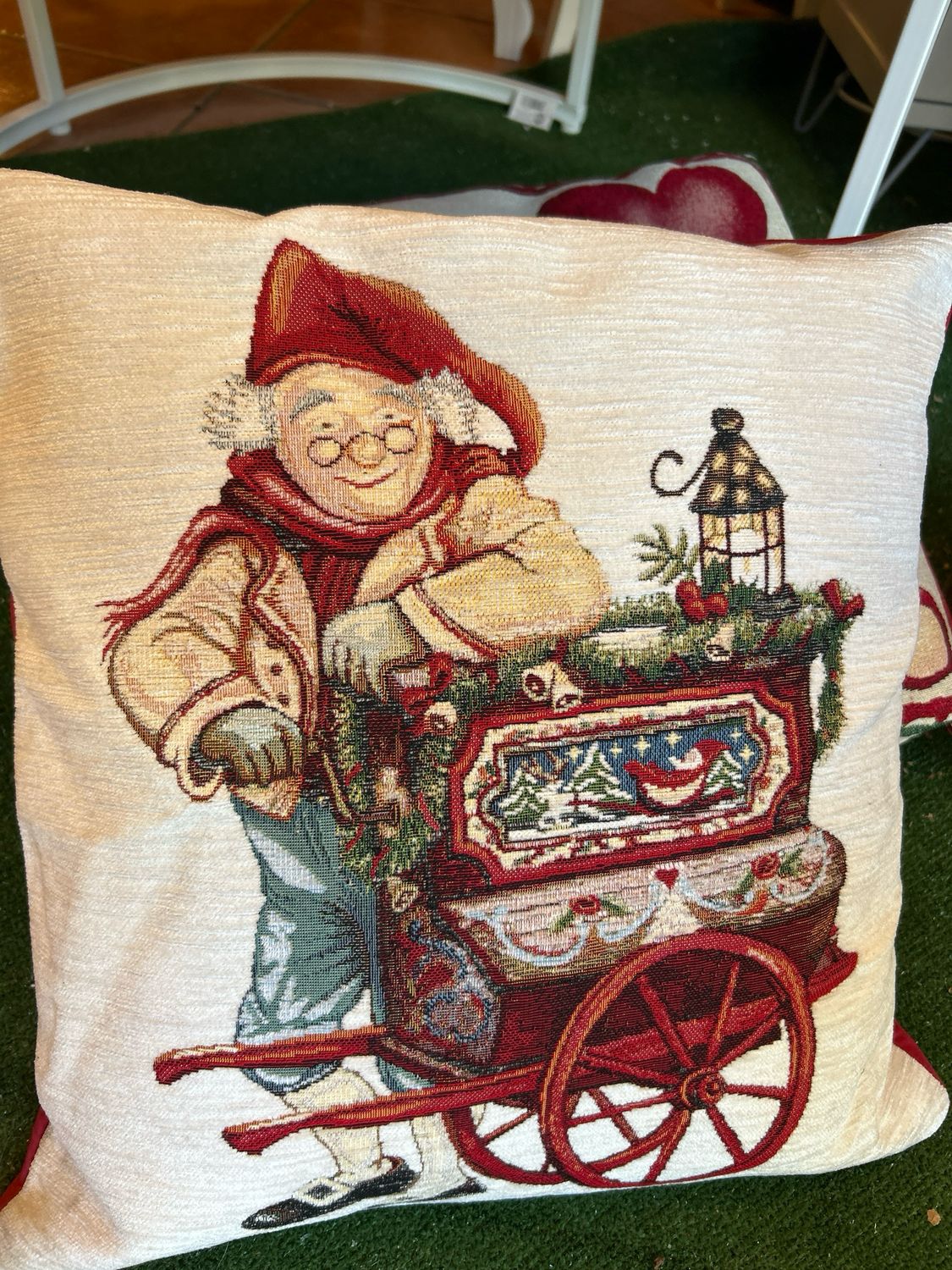 Cuscino natalizio con Babbo Natale e bimba