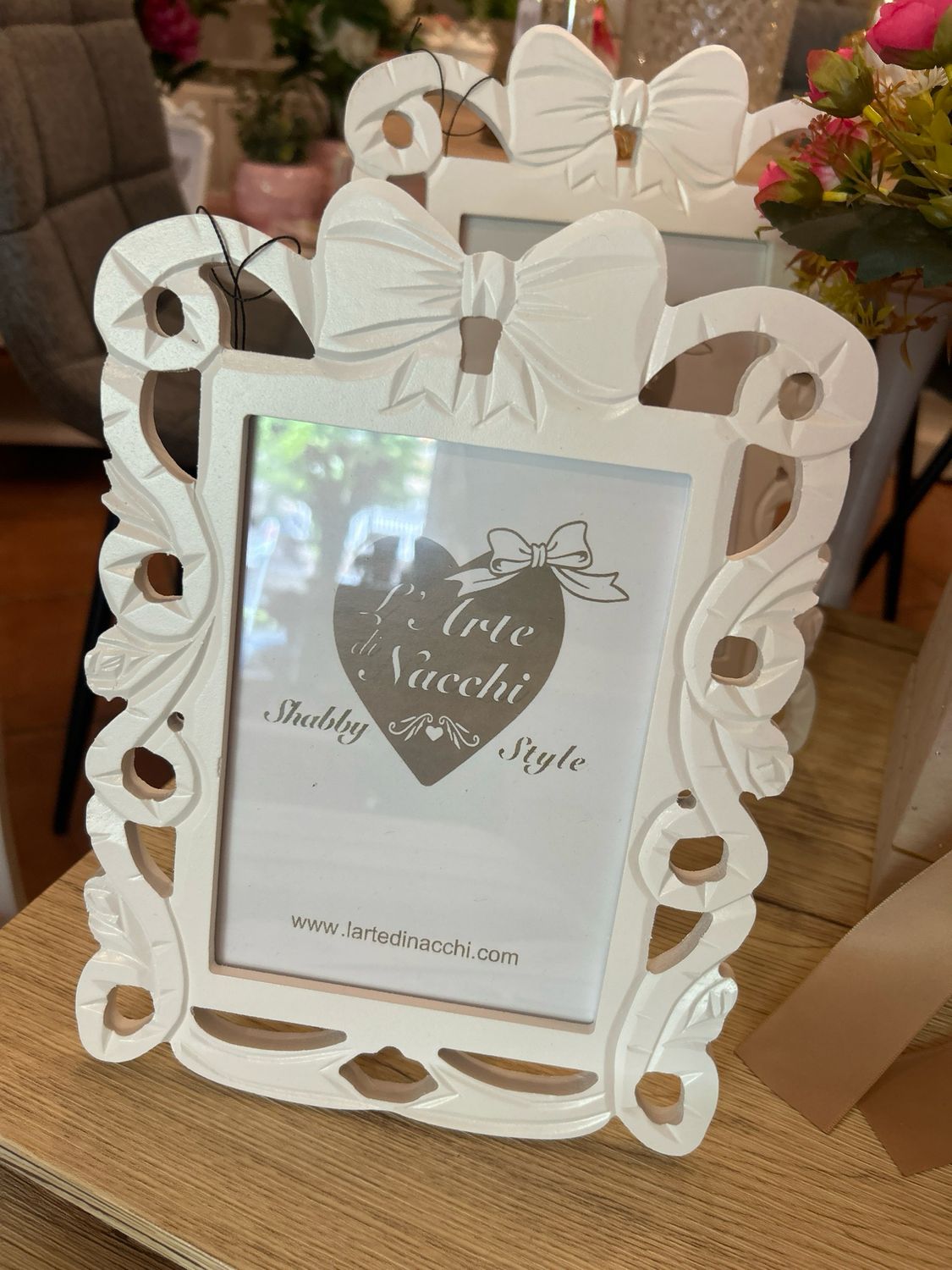 Portafoto fiocco col . Bianco Mis.20x1x27