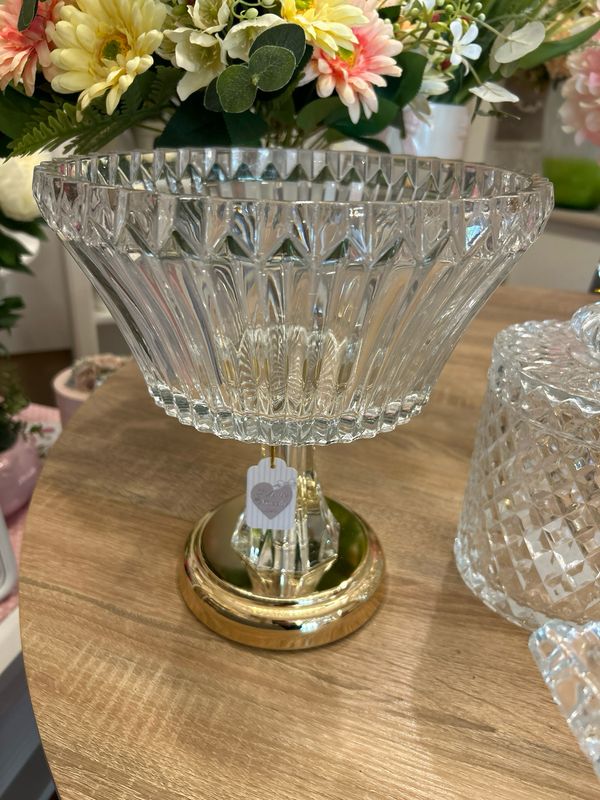 Centro tavola Alzata Mis.25x25 x26 vetro e ferro col.come foto Nacchi