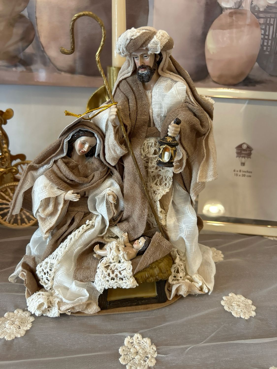 Natività in tessuto col . Come foto H.26 cm.