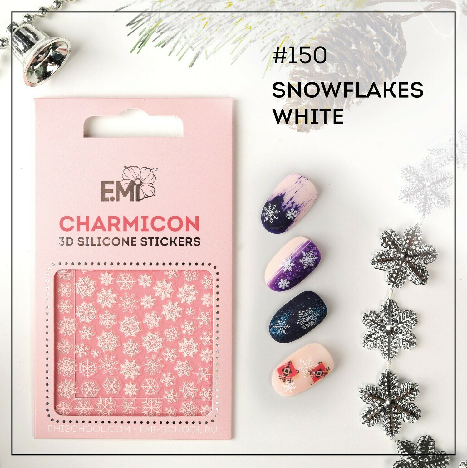 Silikonowe naklejki 3D Charmicon #150 Snowflakes White
