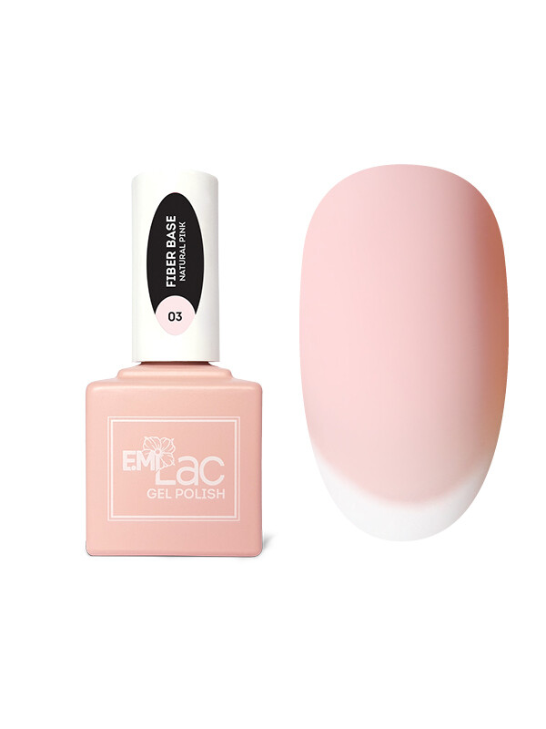 Baza hybrydowa E.MiLac Fiber Base gel #03 Natural pink, 9 ml