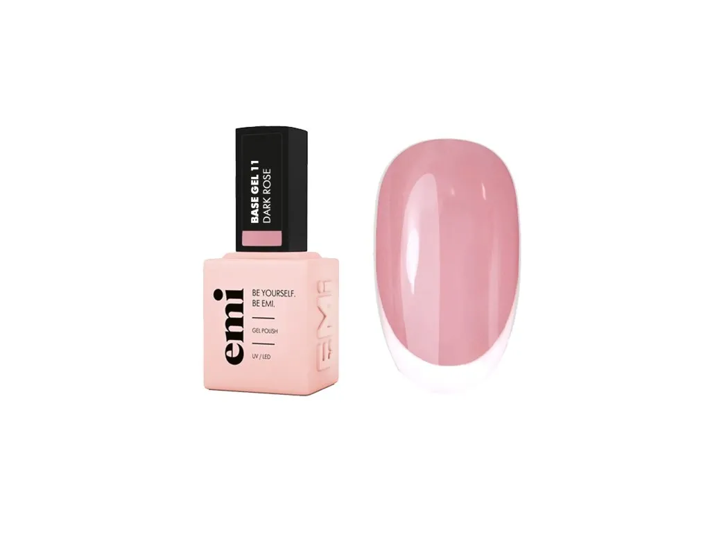 Baza do lakierów hybrydowych E.MiLac Base Gel #11 Dark Rose, 9 ml