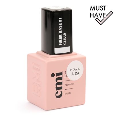 Baza do lakierów hybrydowych E.MiLac Fiber Base Gel #01 Clear, 15ml