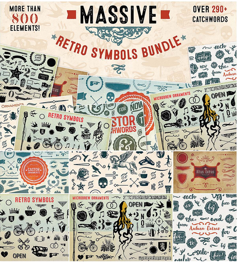 Massive retro symbols bundle svg files