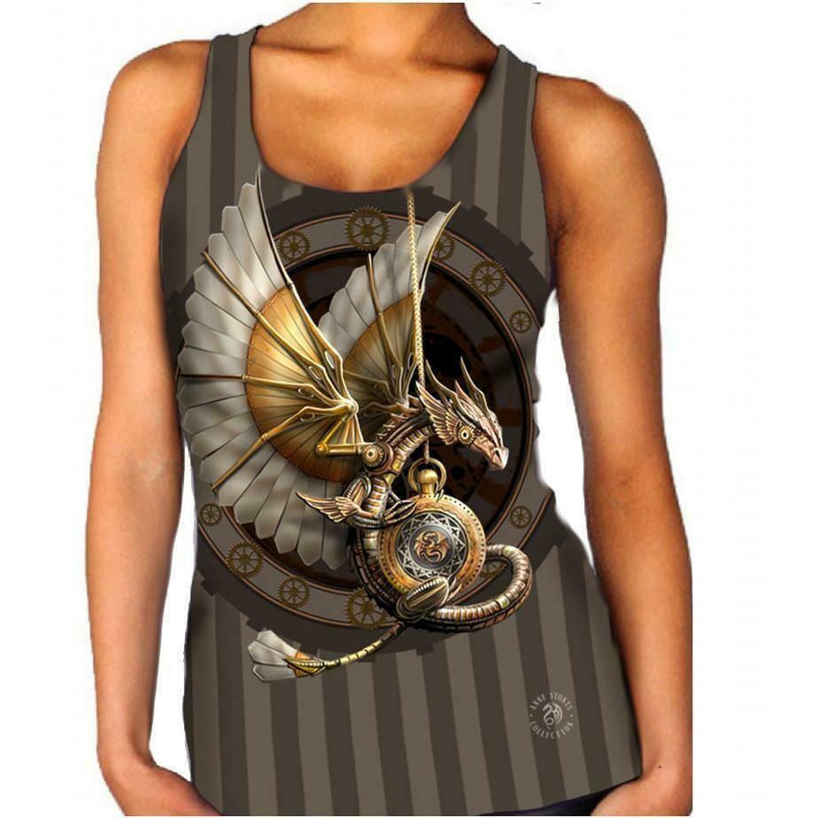 Steam Punk Dragon Woman&#39;s Vest Top by Anne Stokes
