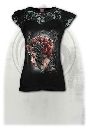 QUEEN OF THE NIGHT - Lace Layered Cap Sleeve Top Black