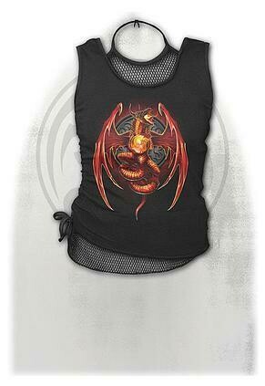 DRAGON&#39;S WRATH - 2in1 Neck Tie Mesh Top Black