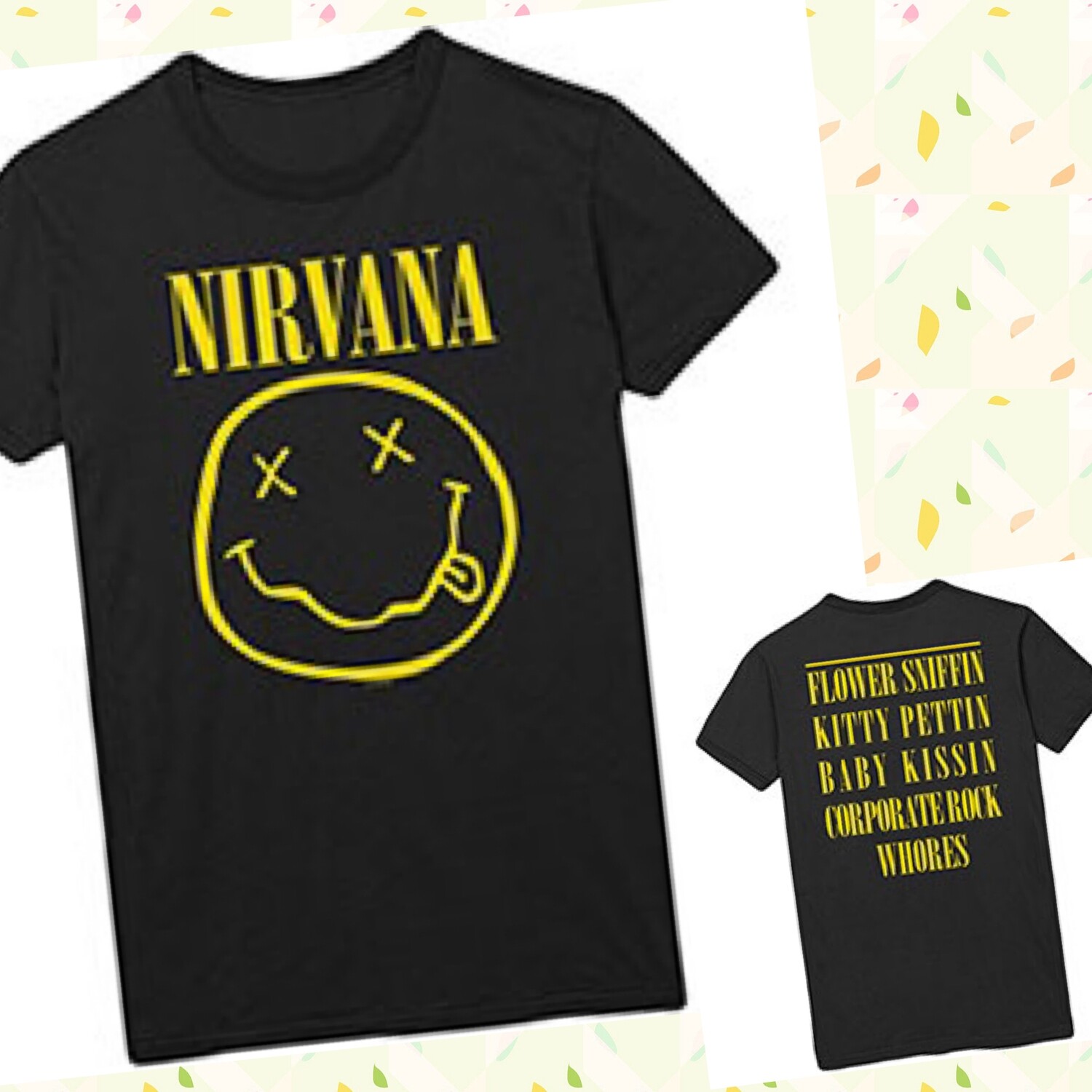 Nirvana Smiley Flower Sniffin (Plus Size Available) T-shirt
