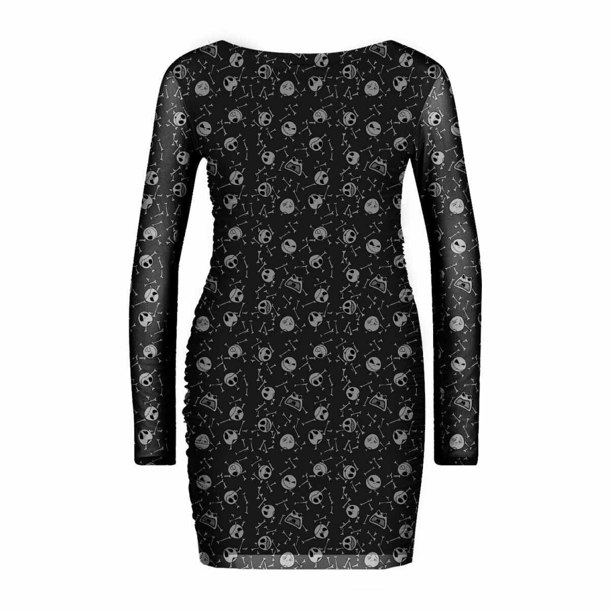 Nightmare Before Christmas AOP Skull All Over Print Mesh Bodycon Dress