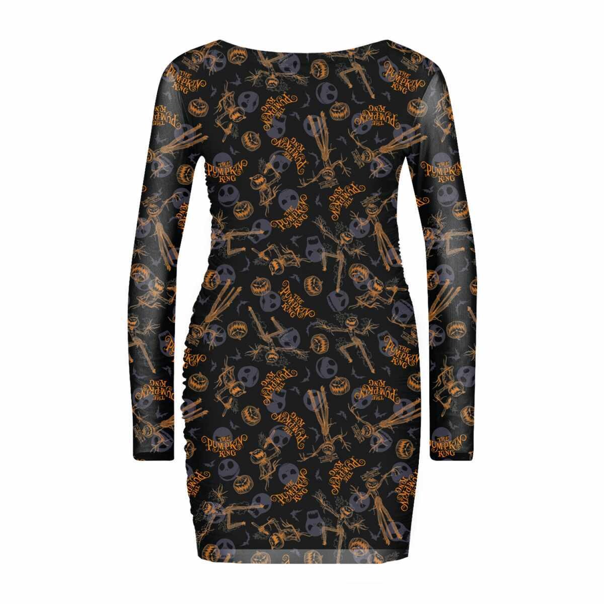 Nightmare Before Christmas Pumpkin King All Over Print Mesh Bodycon Dress