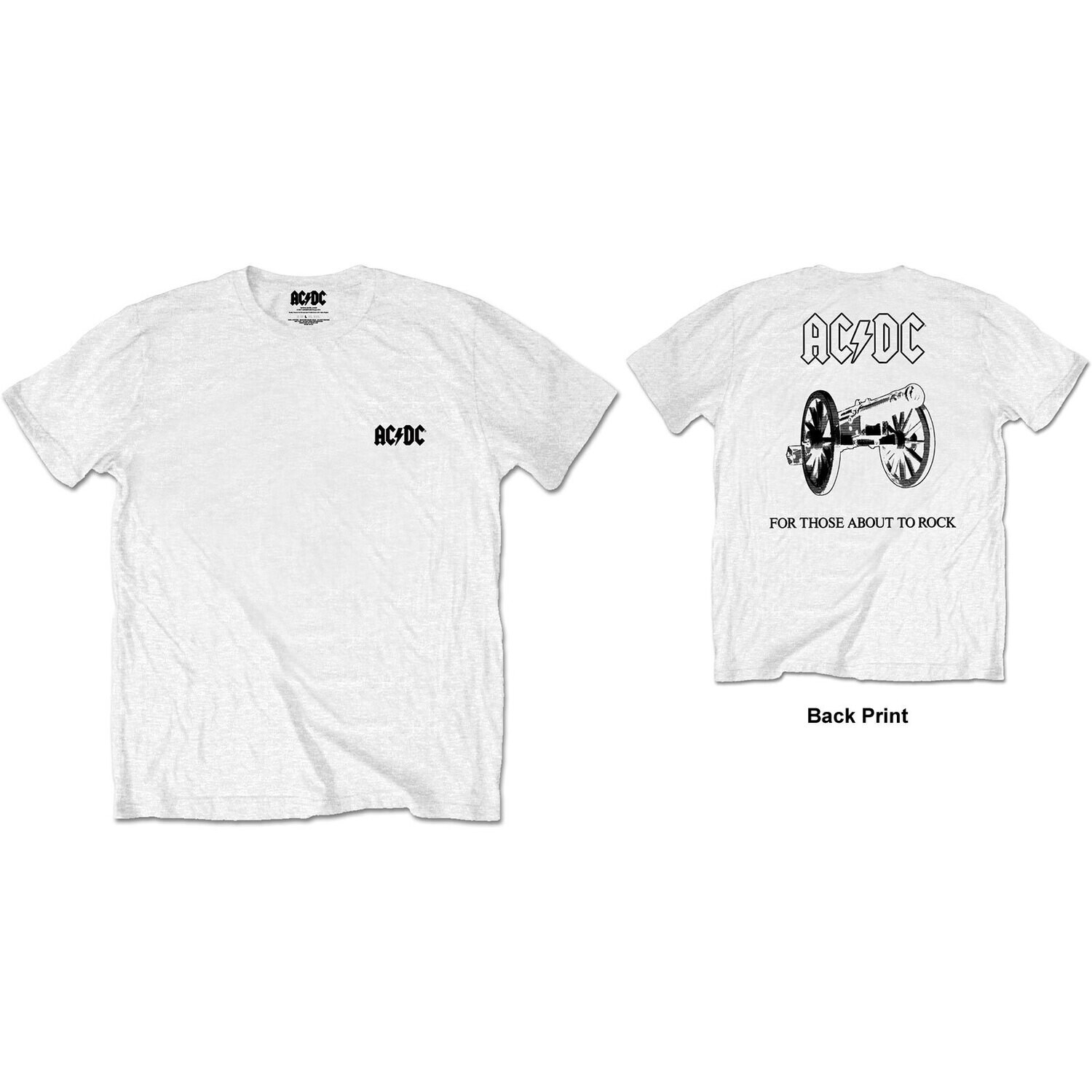 AC/DC For Those About to Rock Double Sided White T-shirt