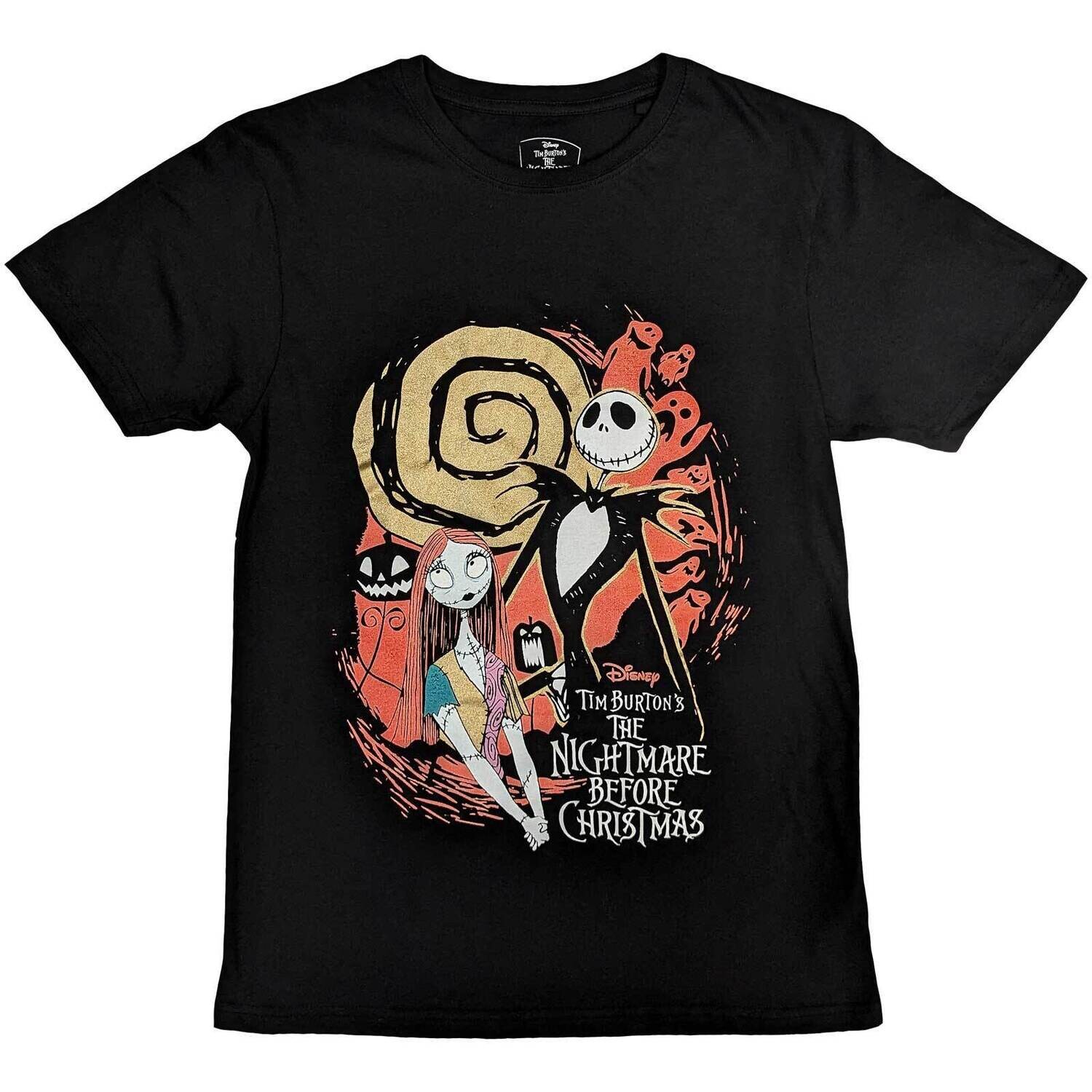The Nightmare Before Christmas Jack Skellingtom Ghosts Gold Foil T-Shirt