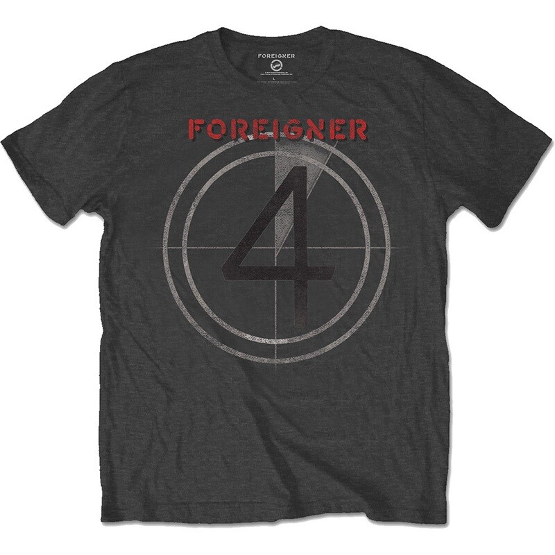 Foreigner (The Band) 4 Album Logo Charcoal Grey T-shirt