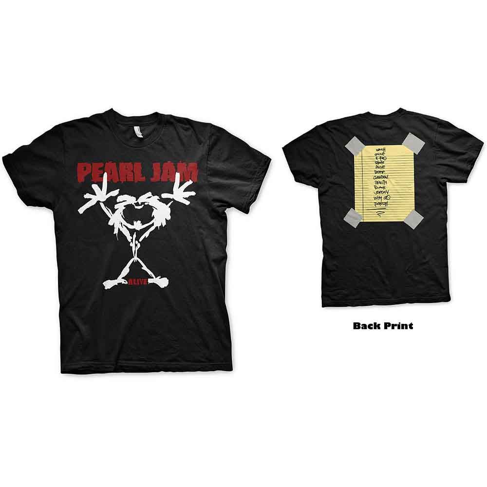 Pearl Jam Alive Stickman Set List Official Licensed T-shirt