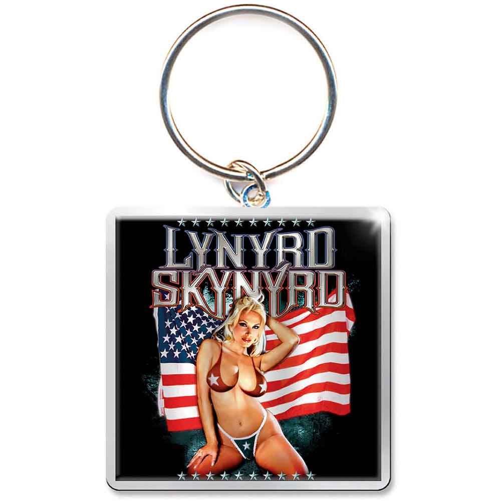 LYNYRD SKYNYRD KEYRING: AMERICAN FLAG (PHOTO-PRINT)