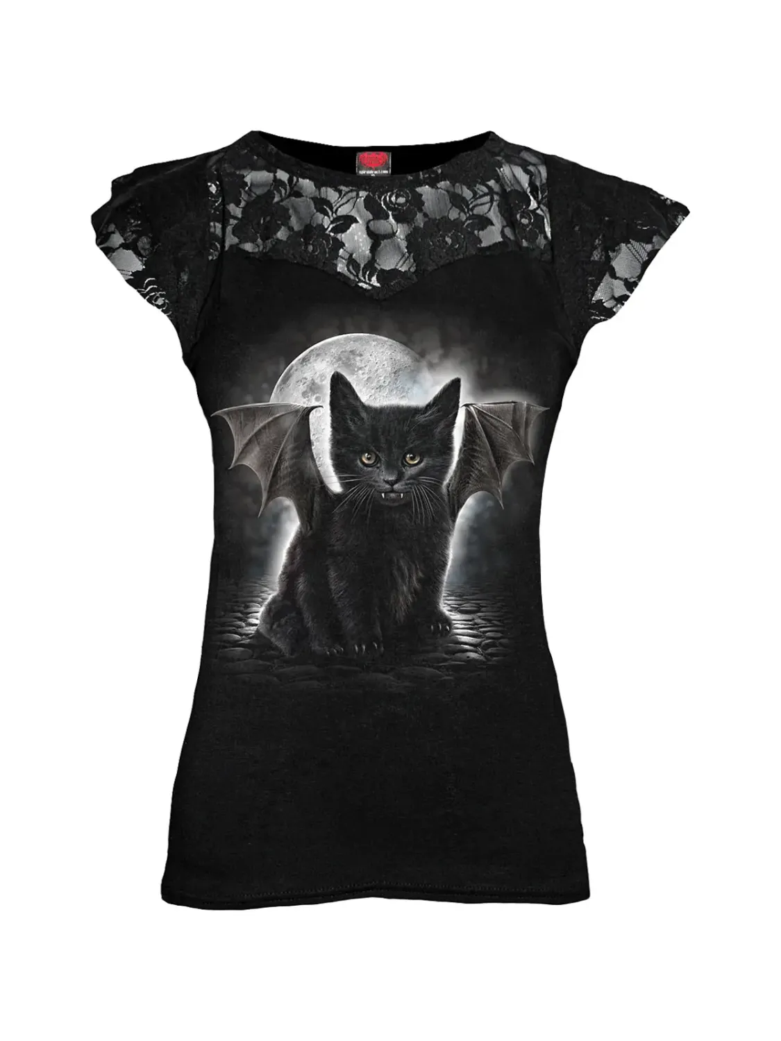 Bat Cat - Lace Layered Cap Sleeve Top