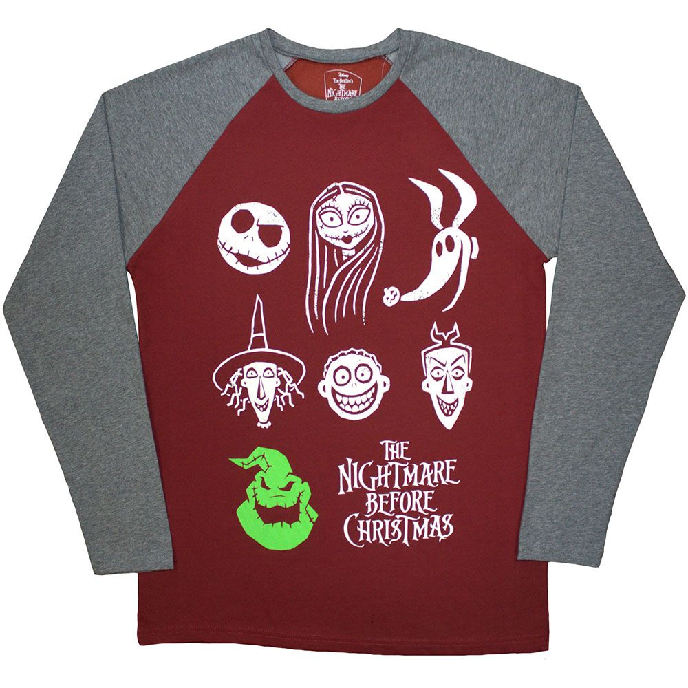 The Nightmare Before Christmas Stacked Faces Long Sleeve T-Shirt