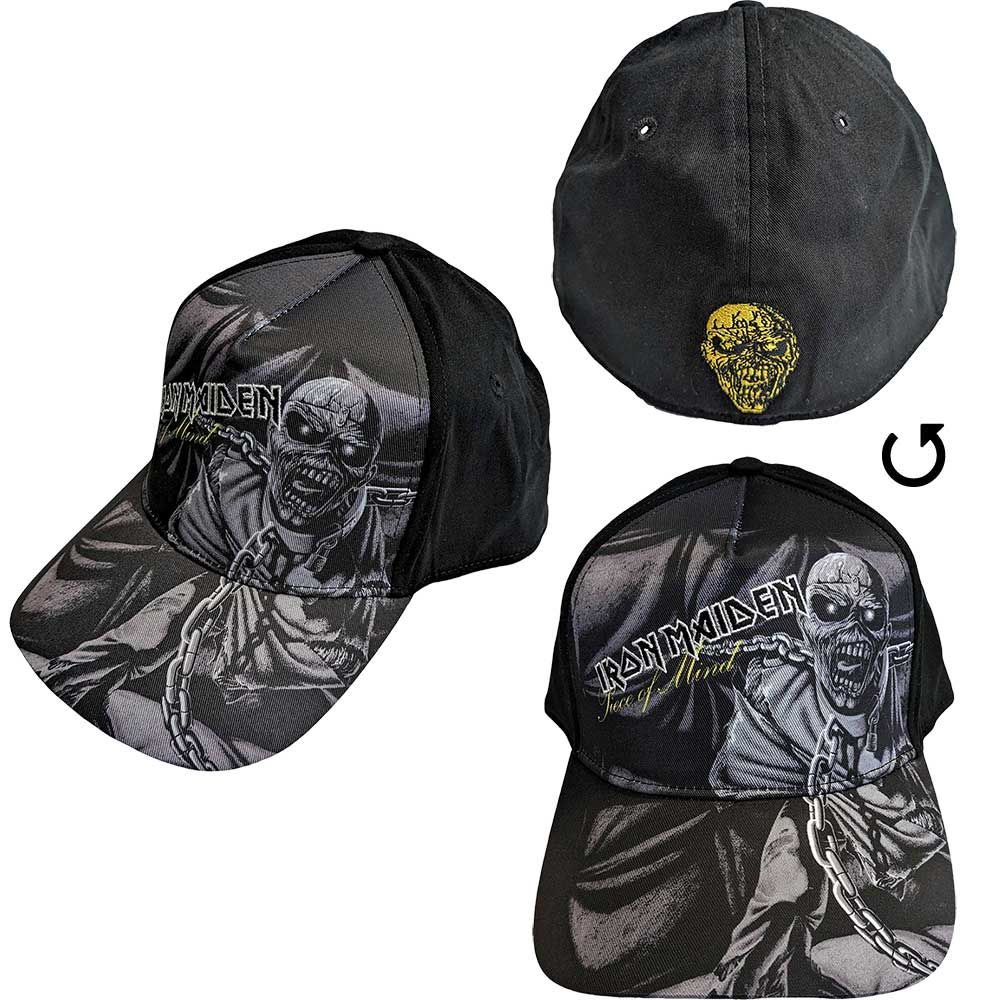 IRON MAIDEN BASEBALL CAP: PIECE OF MIND GREYSCALE