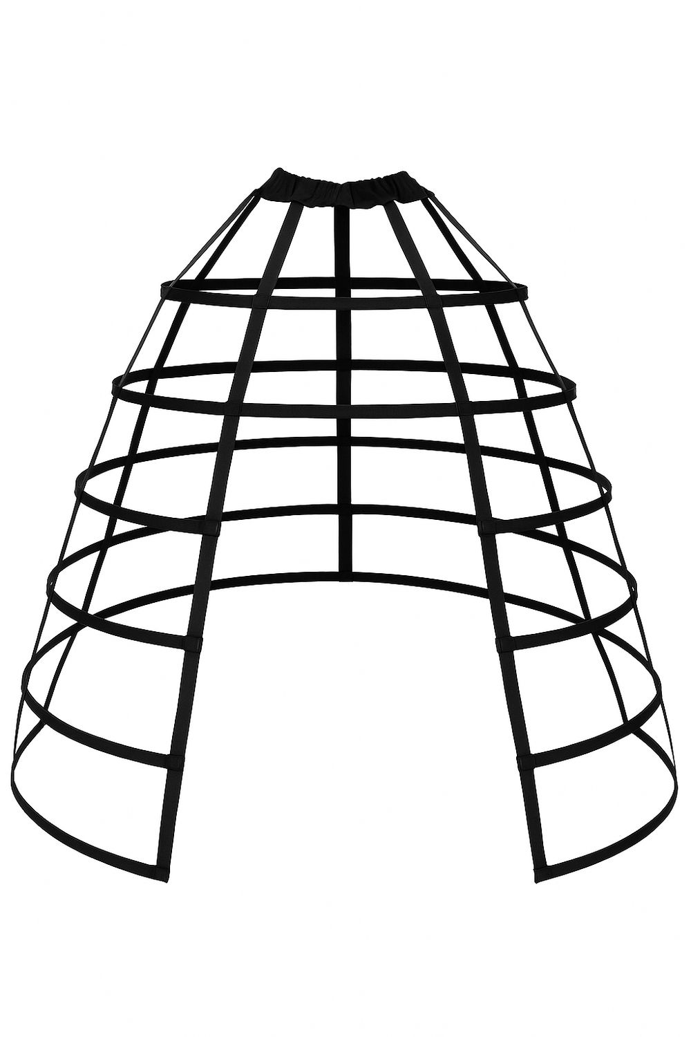 Victorian Style Gothic Five Hoop Cage Skirt Underskirt Adjustable Open Front Crinoline Frame