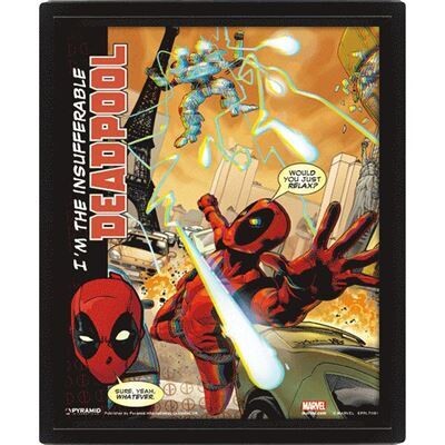 Deadpool Attack Framed  3D Picture 26 x 4 Inches