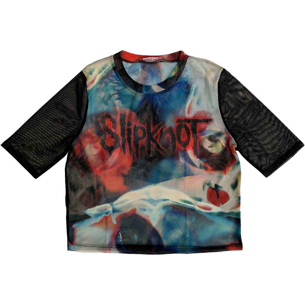 Slipknot Face and Logo Mesh Crop Top Ladies Woman