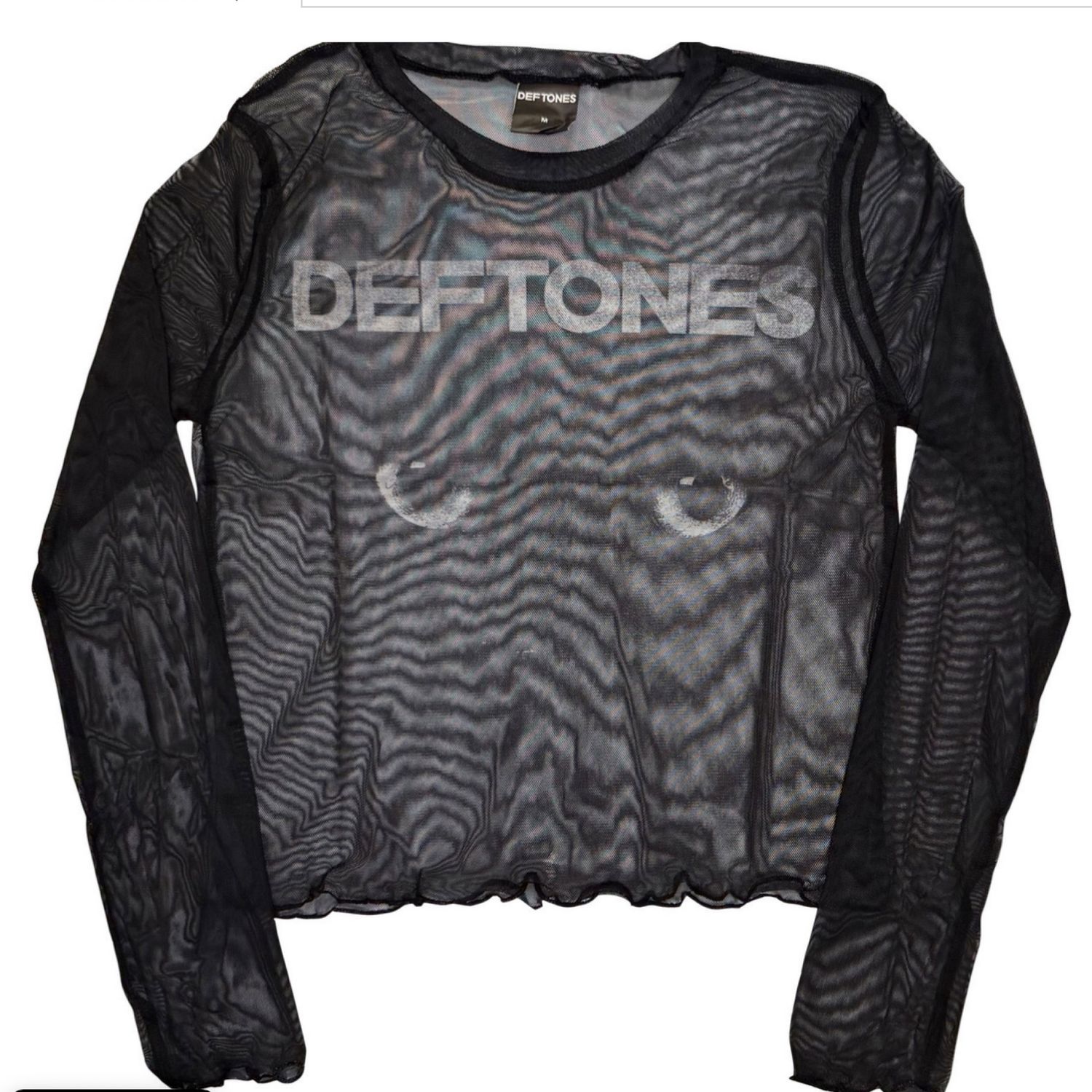 Deftones Ladies Long Sleeve Mesh Crop Top: Sphynx