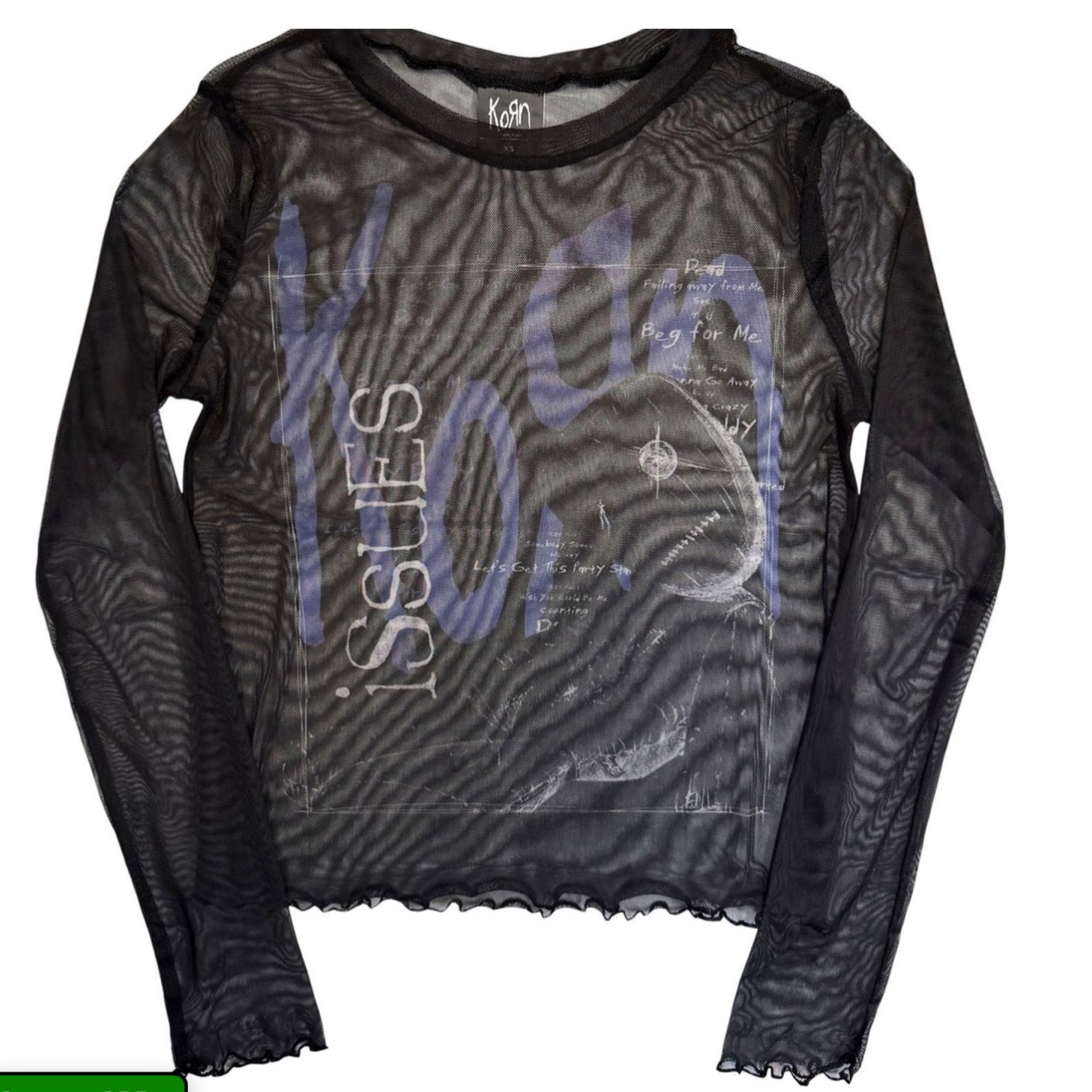 Korn Ladies Long Sleeve Mesh Crop Top: Issues A Box
