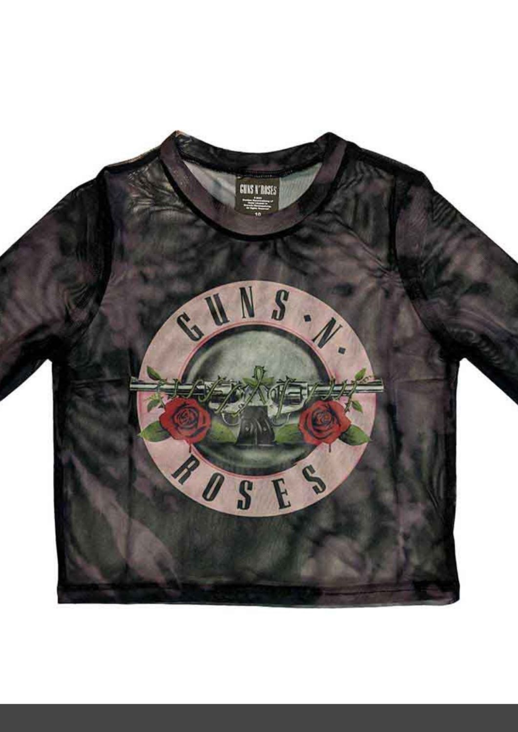 Guns N' Roses Ladies Mesh Crop Top: Pink Tint Bullet Logo