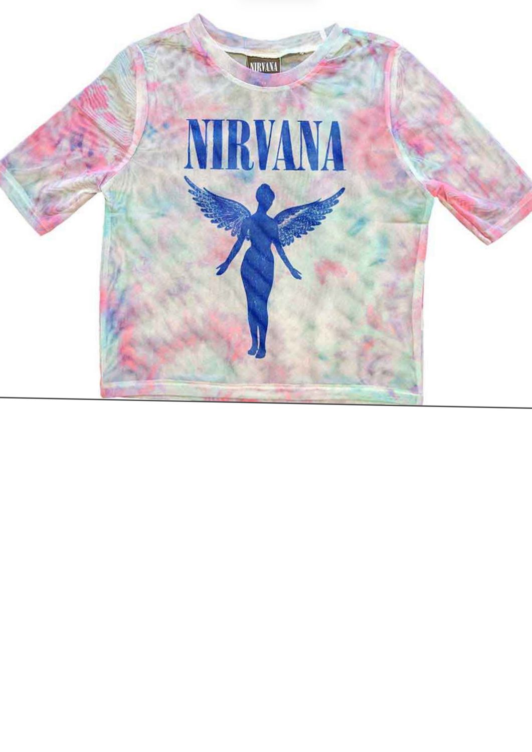 Nirvana Ladies Mesh Crop Top: Angelic Blue Mono