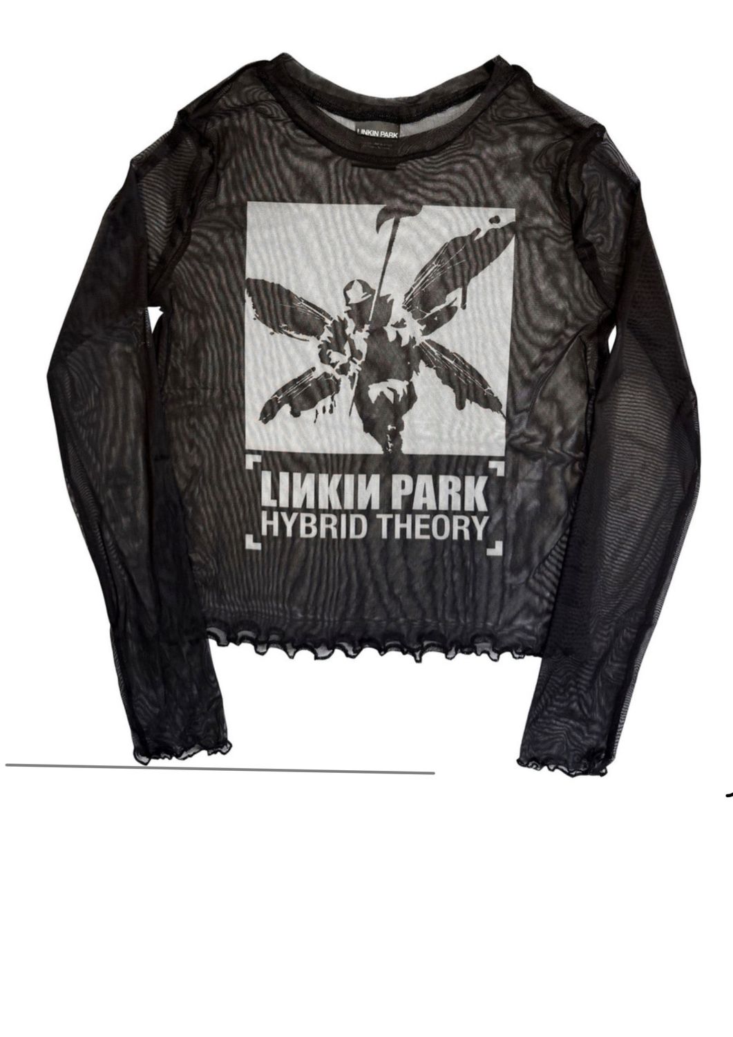 Linkin Park Ladies Long Sleeve Mesh Crop Top: Hybrid Theory