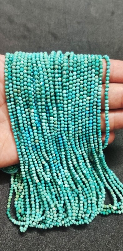 Natural Turquoise Faceted Rondelle/Arizona Turquoise/Turquoise Micro Faceted Rondelle/Turquoise Gemstone Beads/13 Inches/2,2.5,3 MM Size