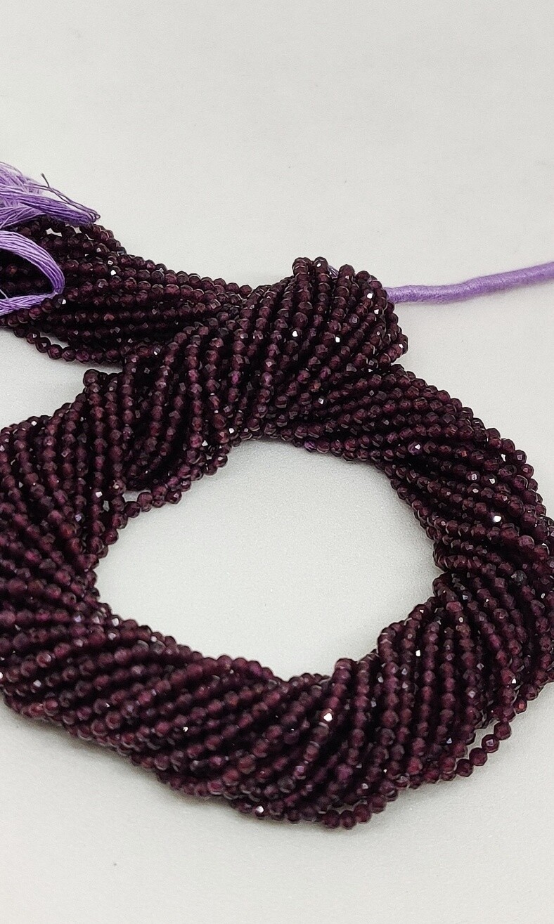 Natural Rhodolite Garnet Faceted Rondelle/Rhodolite Garnet Faceted Beads/Purple Garnet/Micro Faceted/Semi Precious Beads/13&quot;Inch/2 mm