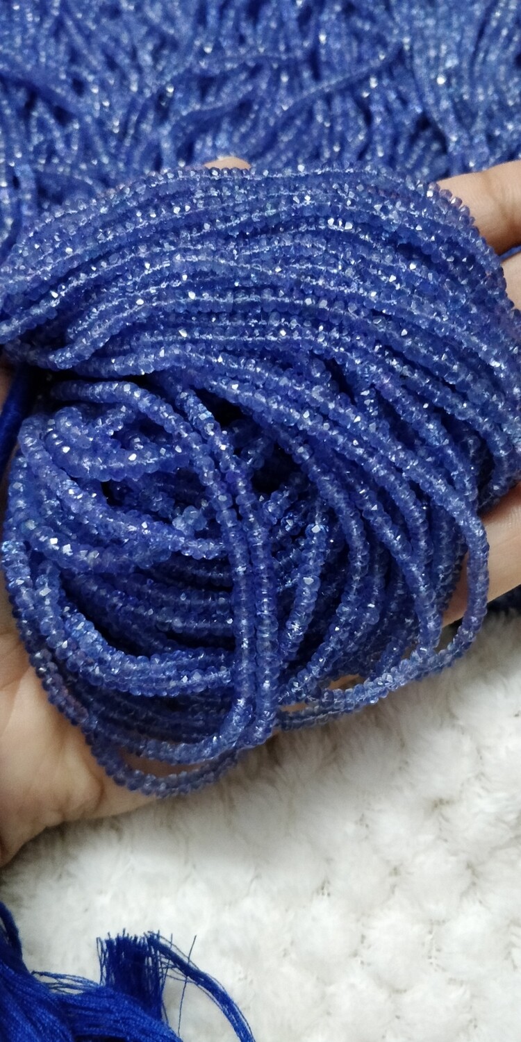 Natural Tanzanite Faceted Rondelle/Tanzanite Beads/Tanzanite Gemstone Faceted Rondelle/15 &quot; Inches Strand/3-4 mm Size
