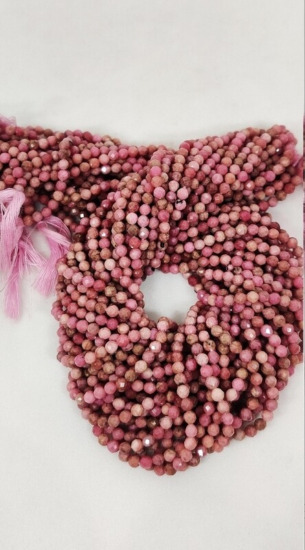 Natural Rhodonite Faceted Rondelle/Rhodonite Gemstone Beads/Pink Rhodonite Garnet Rondelle/Micro Facets Rhodonite/3 mm/13 Inches/AAA Quality
